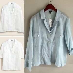 J. Crew Light Blue Linen camp shirt